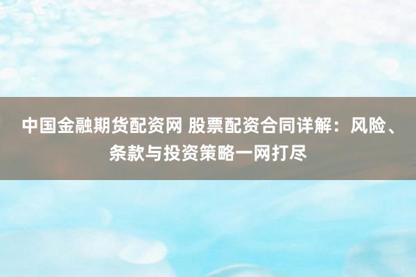 中国金融期货配资网 股票配资合同详解：风险、条款与投资策略一网打尽