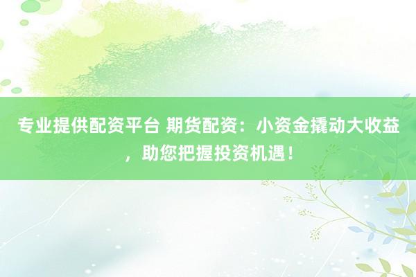 专业提供配资平台 期货配资：小资金撬动大收益，助您把握投资机遇！